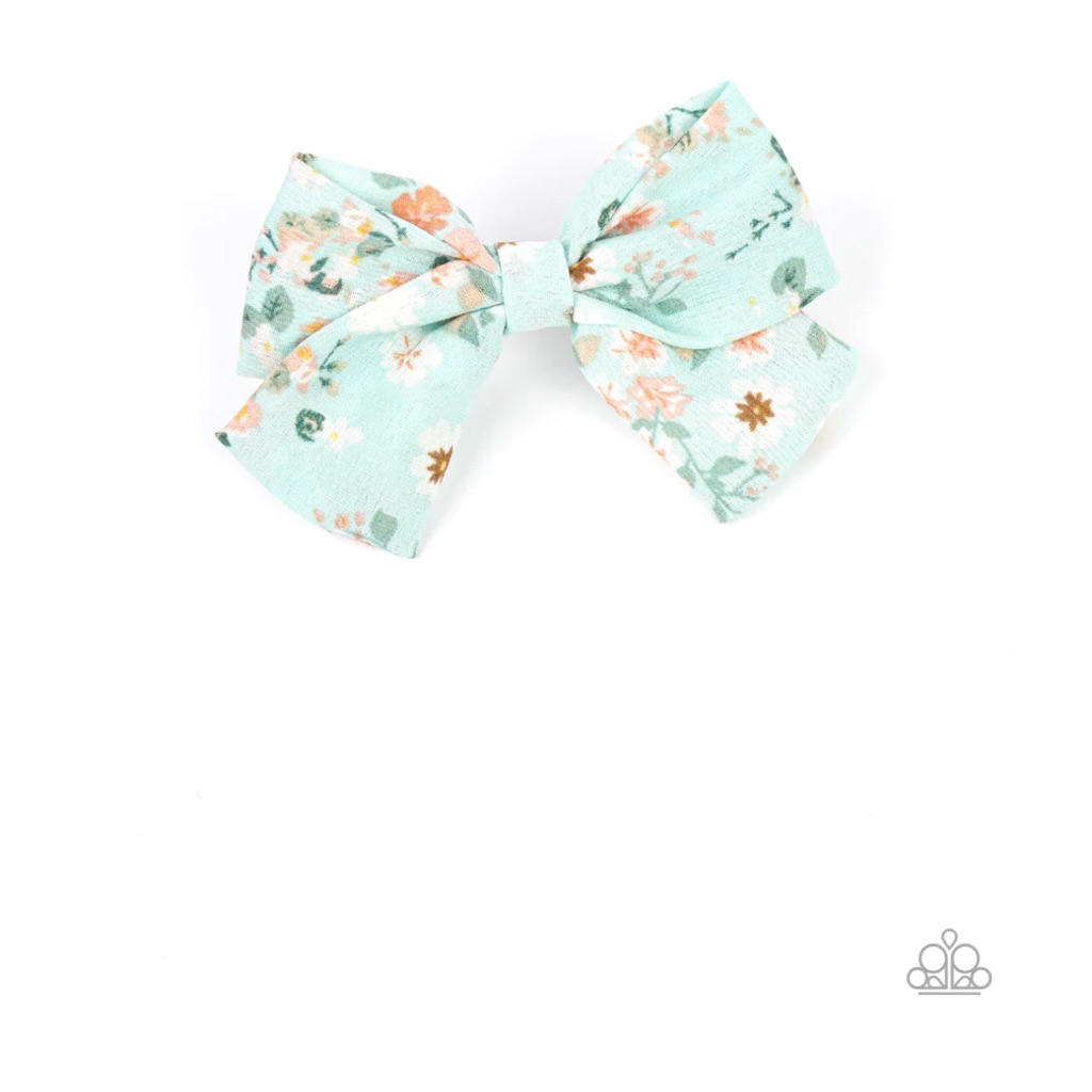 Floral Mint Green Hair Bow For Kids